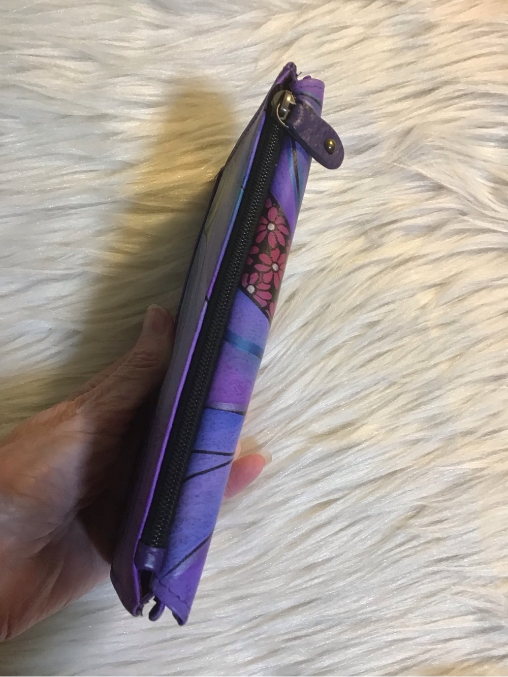 ANUSCHKA leather peacock floral painted wallet - Picture 8 of 16